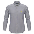 Camisa Ralph Lauren Masculina Azul Petróleo Listras Americana Pony Amarelo