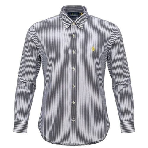 Camisa Ralph Lauren Masculina Azul Petróleo Listras Americana Pony Amarelo