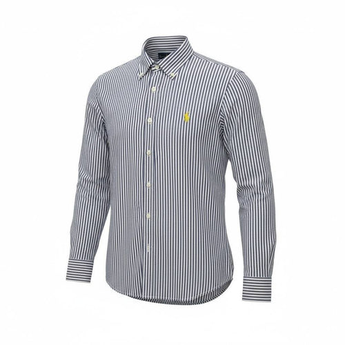 Camisa Ralph Lauren Masculina Azul Petróleo Listras Americana Pony Amarelo
