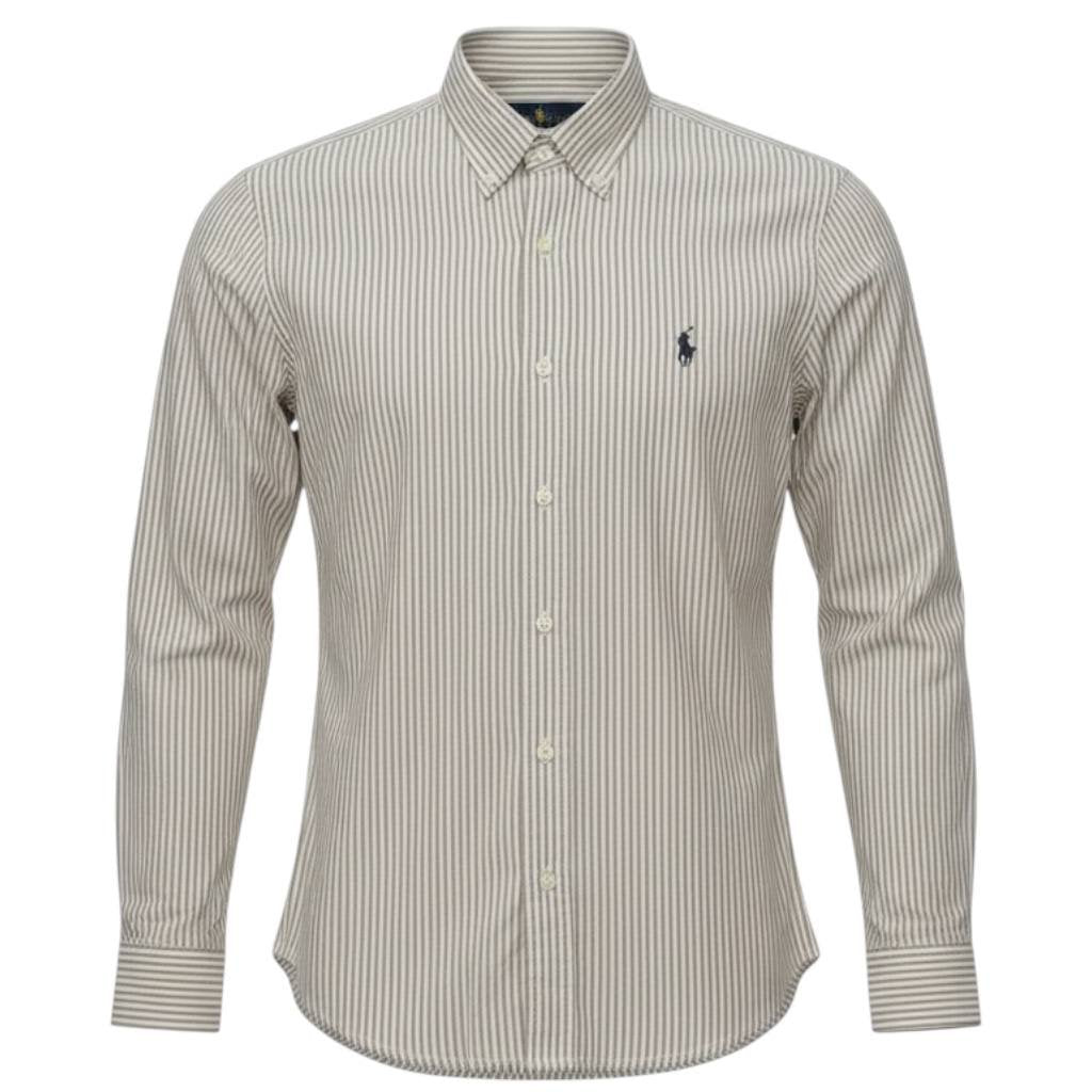 Camisa Ralph Lauren Masculina Cinzenta Listras Americana Pony Chumbo