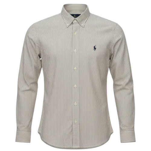 Camisa Ralph Lauren Masculina Cinzenta Listras Americana Pony Chumbo