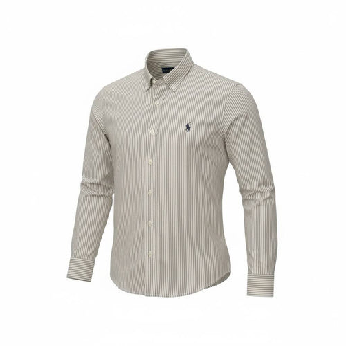 Camisa Ralph Lauren Masculina Cinzenta Listras Americana Pony Chumbo