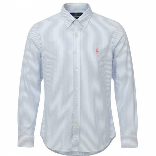 Camisa Ralph Lauren Masculina Azul Bebê Listras Americana Pony Coral