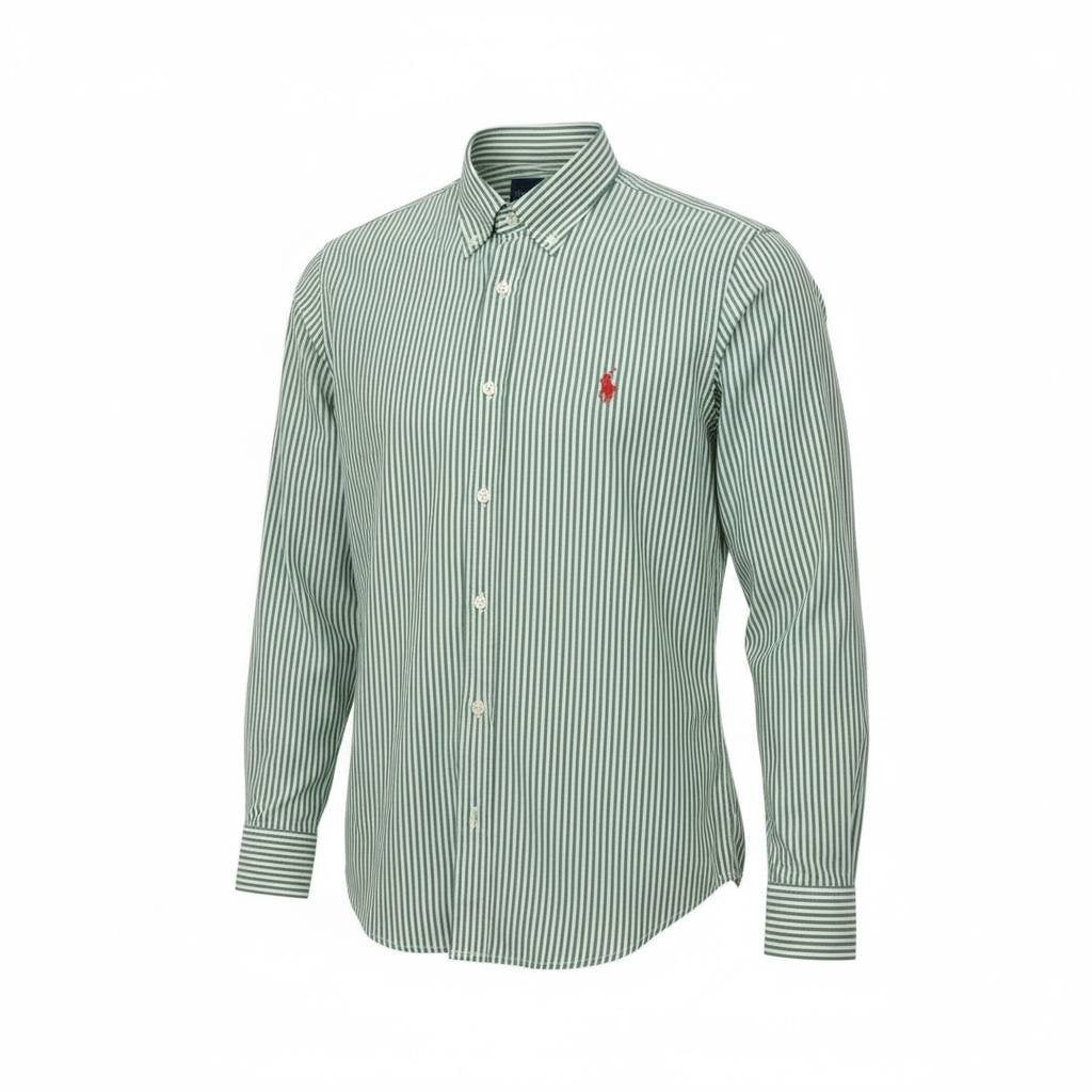 Camisa Ralph Lauren Masculina Verde Listras Americana Pony Vermelho
