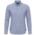 Camisa Ralph Lauren Masculina Azul Listras Americana Pony Vermelho