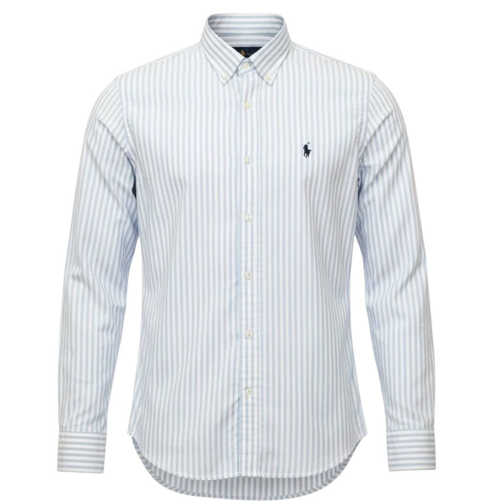 Camisa Ralph Lauren Masculina Azul Bebê Listras Maxi Pony Preto