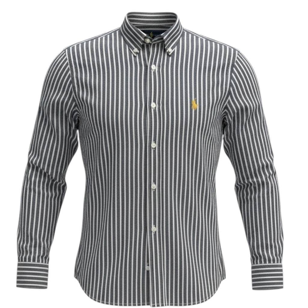 Camisa Ralph Lauren Masculina Preta Listras Europa Pony Dourado