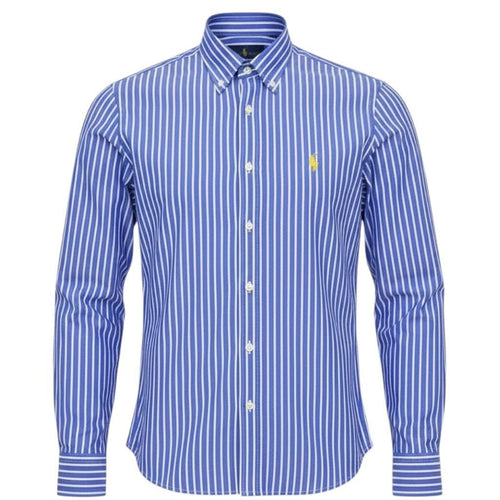 Camisa Ralph Lauren Masculina Azul Listras Europa Pony Amarelo