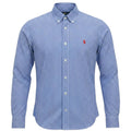 Camisa Ralph Lauren Masculina Micro Xadrez Azul Royal Pony Vermelho