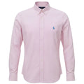 Camisa Ralph Lauren Masculina Micro Xadrez Rosa Pony Azul Bebê
