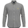 Camisa Ralph Lauren Masculina Micro Xadrez Preto Pony Amarelo