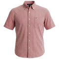 Camisa Tommy Hilfiger Masculina Micro Xadrez Manga Curta Vermelha