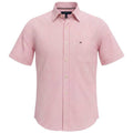 Camisa Tommy Hilfiger Masculina Micro Xadrez Manga Curta Rosa Bebê