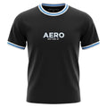 Camiseta Aeropostale Masculina Preta Gola Tricolor Logo Branco