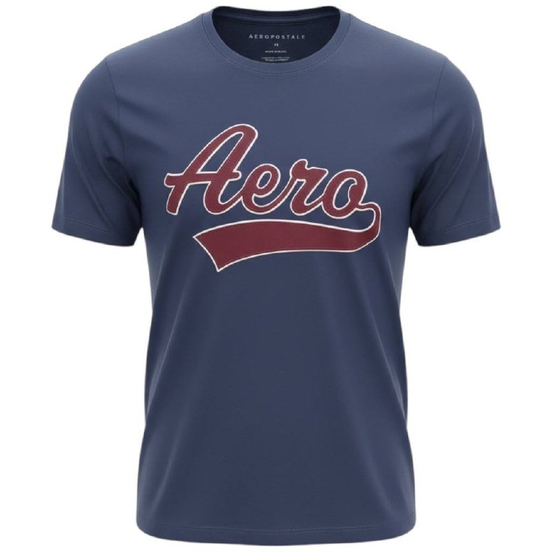 Camiseta Aeropostale Masculina Azul Marinho Logo Bordô