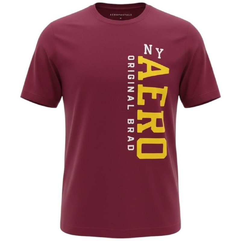 Camiseta Aeropostale Masculina Bordô Estampa Vertical NY
