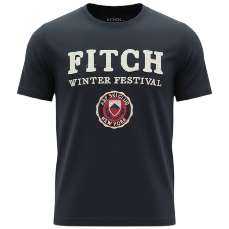 Camiseta Abercrombie Masculina Marinho Estampa Winter Festival