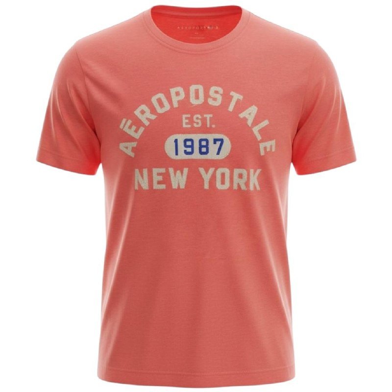 Camiseta Aeropostale Masculina EST 1987 cor Salmão