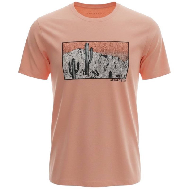 Camiseta Aeropostale Masculina Salmão Estampa Cactus