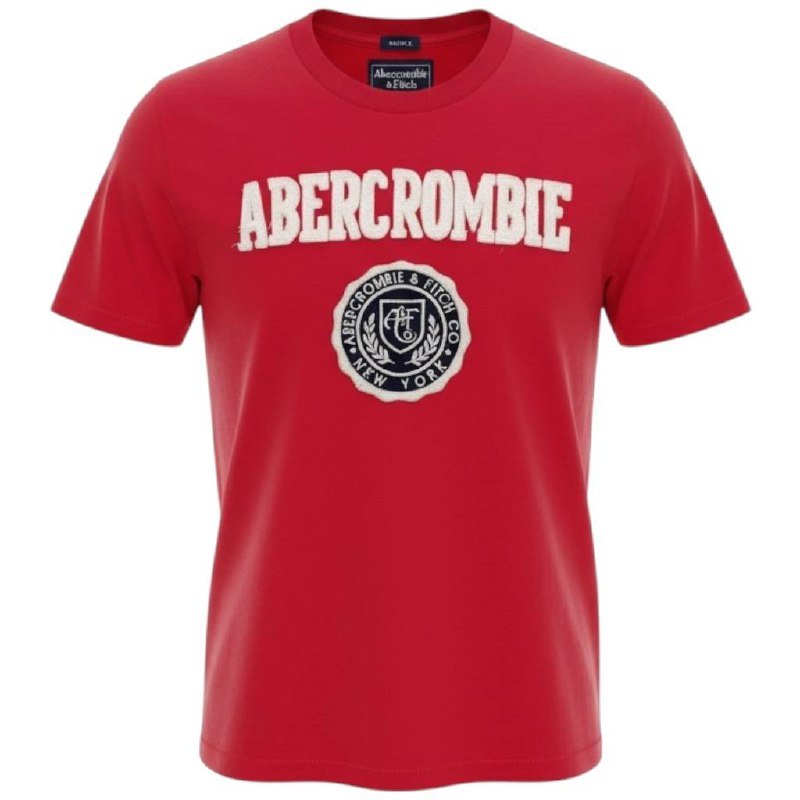 Camiseta Abercrombie Masculina Vermelha Estampa Brasão