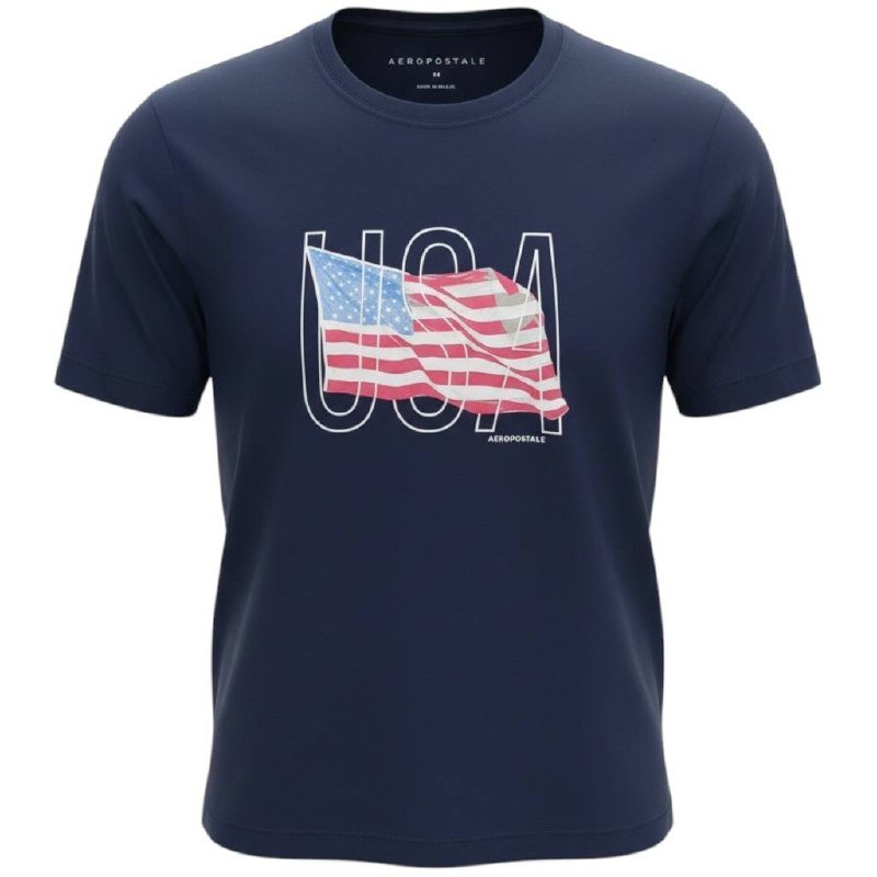 Camiseta Aeropostale Masculina Azul Marinho Estampa USA