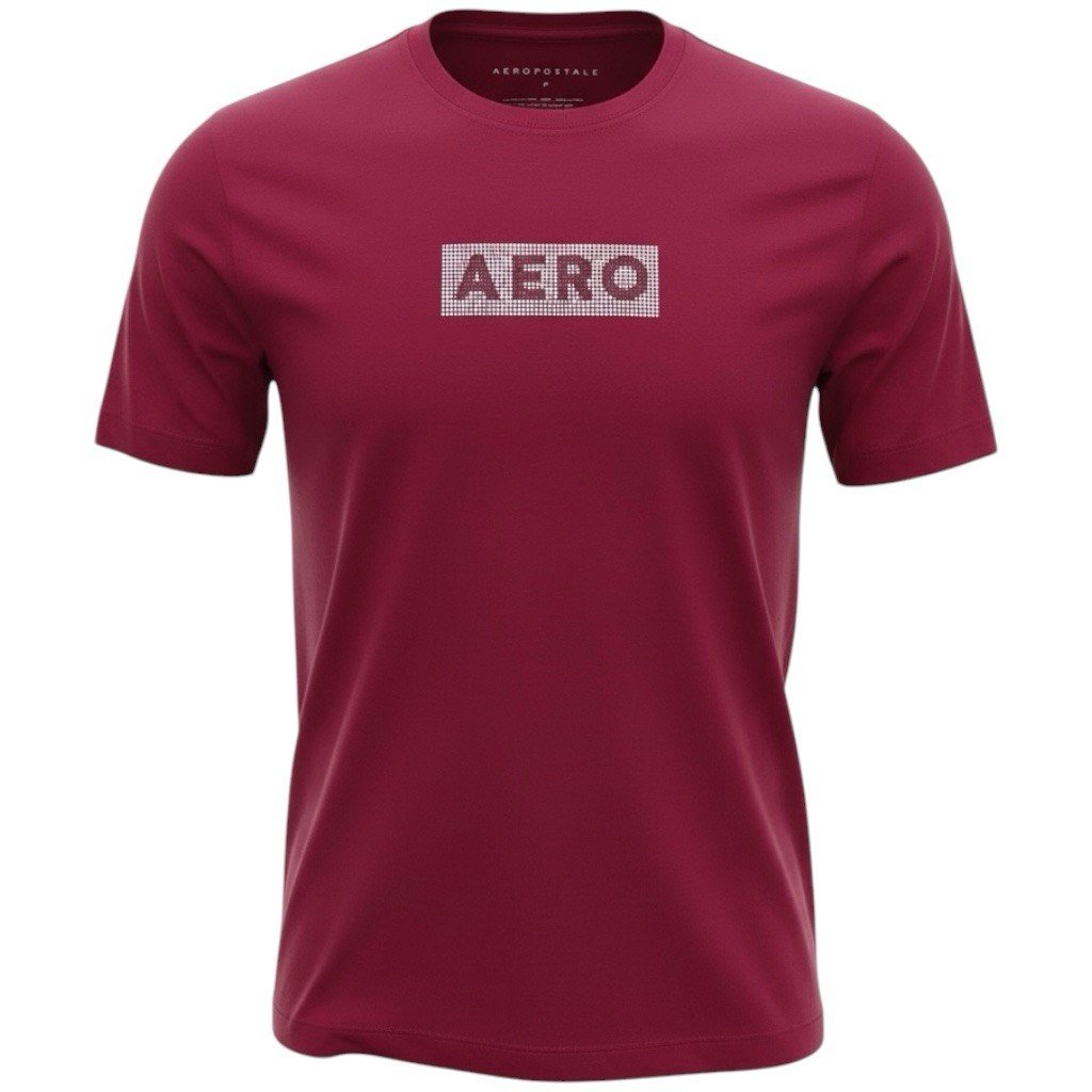 Camiseta Aeropostale Masculina Bordô Estampa Emborrachada
