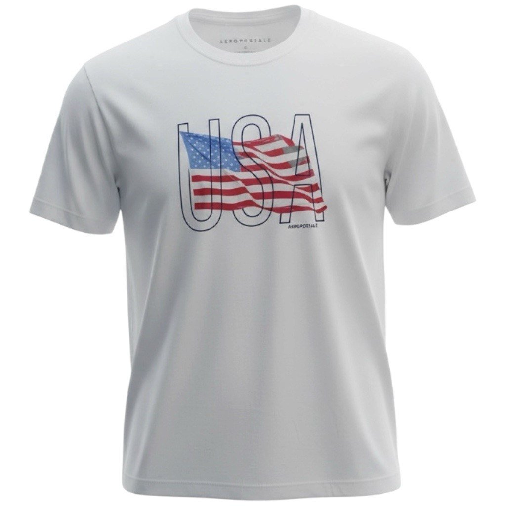 Camiseta Aeropostale Masculina Branca Estampa USA
