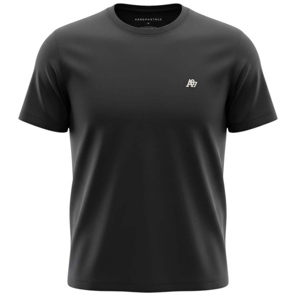 Camiseta Básica Aeropostale Masculina Preta Logo Clássico