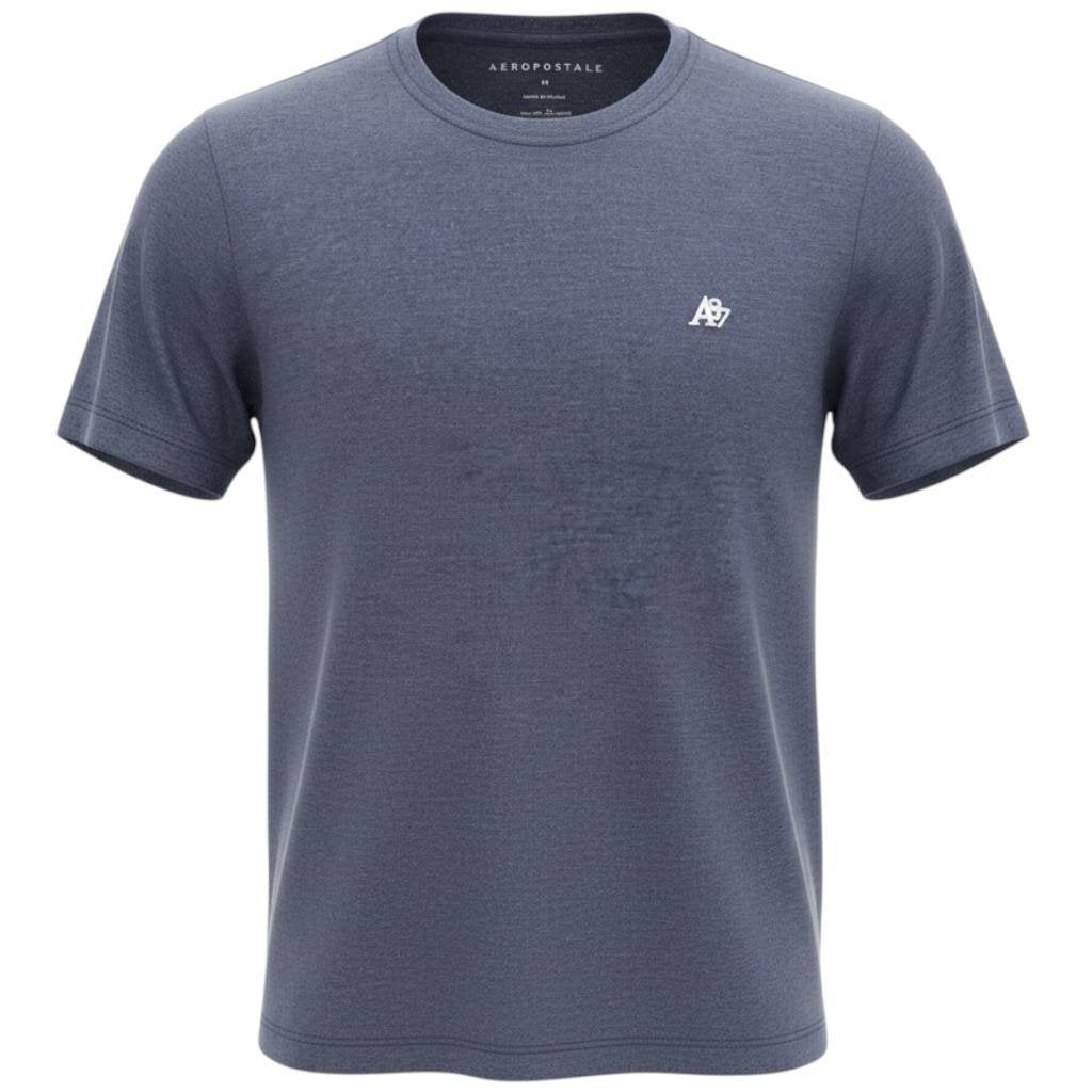 Camiseta Básica Aeropostale Masculina Azul Mescla Logo Clássico