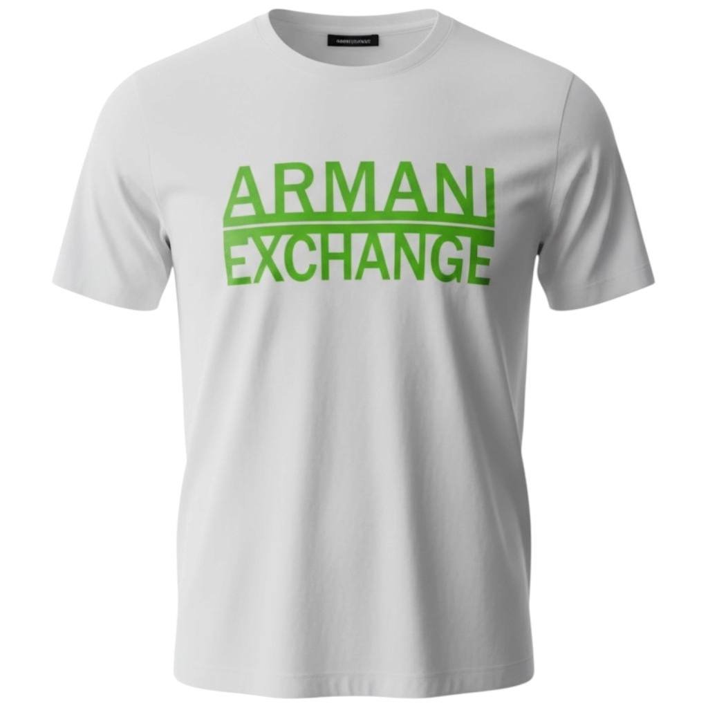 Camiseta Armani Exchange Masculina Branca Logo Verde