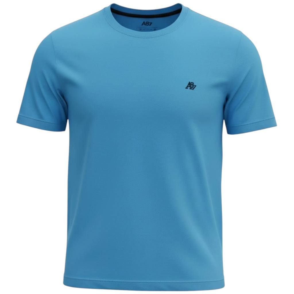 Camiseta Básica Aeropostale Masculina Azul Oceano Logo Preto