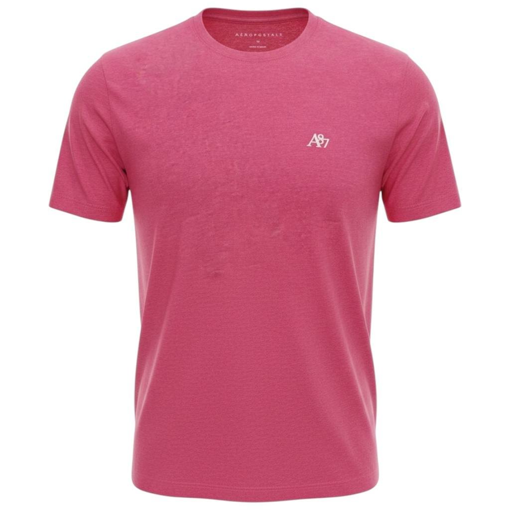 Camiseta Básica Aeropostale Masculina Framboesa Logo Clássico