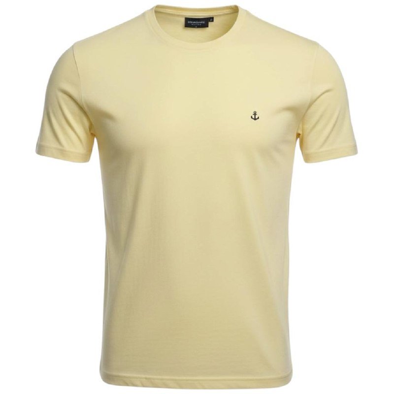 Camiseta Básica king&Joe Masculina Amarela Logo Preto