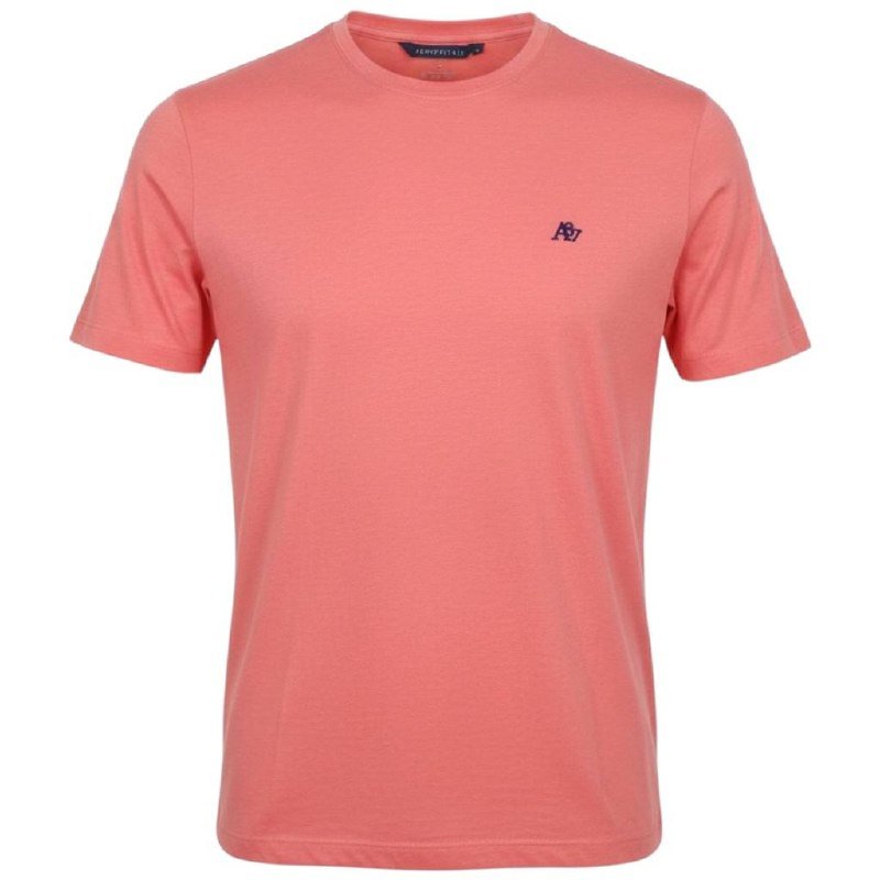 Camiseta Básica Aeropostale Masculina Salmão Mescla Logo Preto
