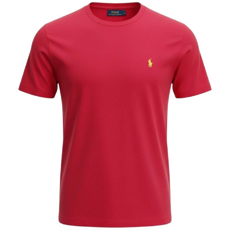 Camiseta Básica Ralph Lauren Masculina Vermelha Pony Amarelo