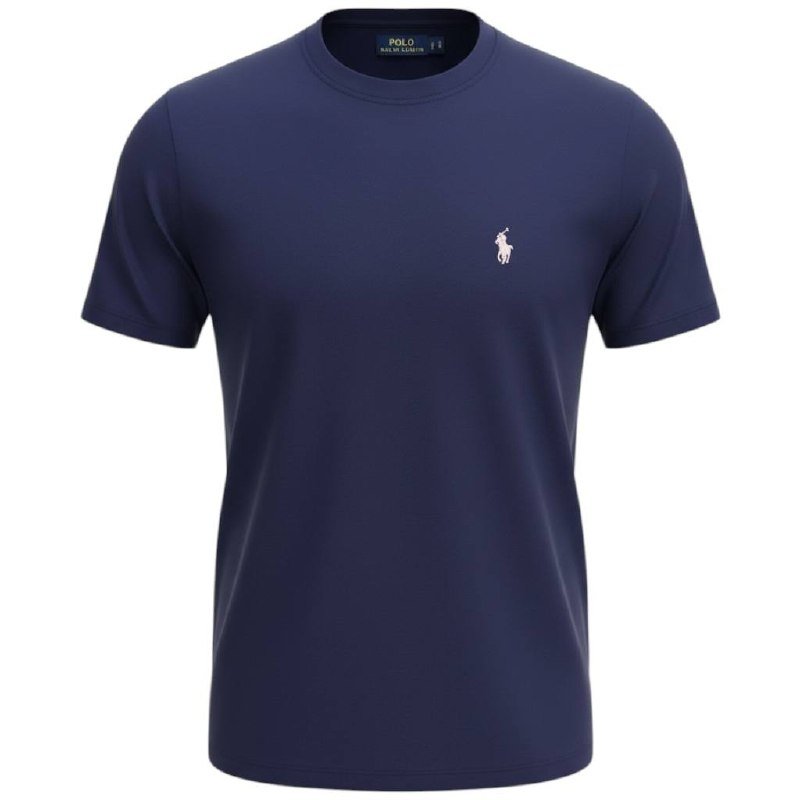 Camiseta Básica Ralph Lauren Masculina Azul Marinho Pony Rosê