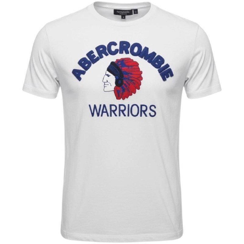 Camiseta Abercrombie Masculina Branca Estampa Índio Warriors