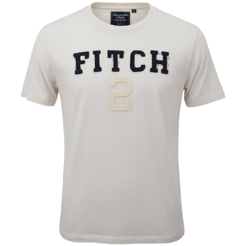 Camiseta Abercrombie Masculina Branca Estampa Fitch Preto