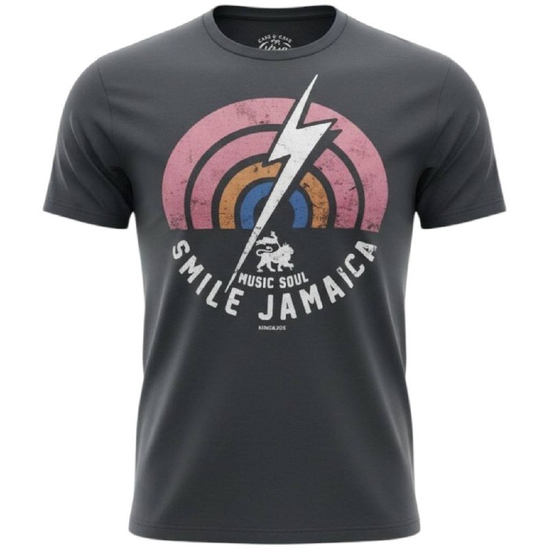 Camiseta Básica King&Joe Masculina Petróleo Estampa Smile Jamaica