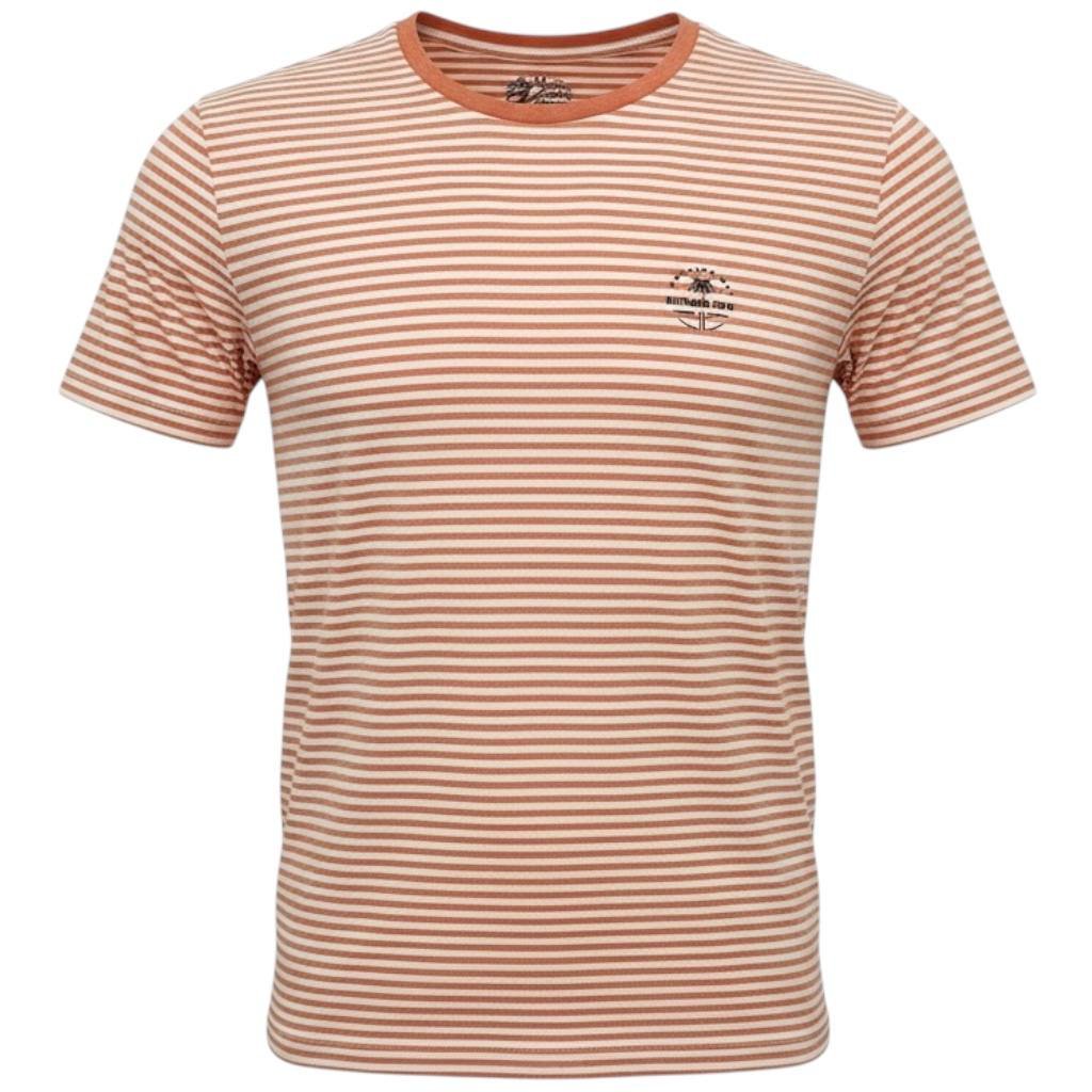 Camiseta Básica King&Joe Masculina cor Telha Estampa Listras Tropicais
