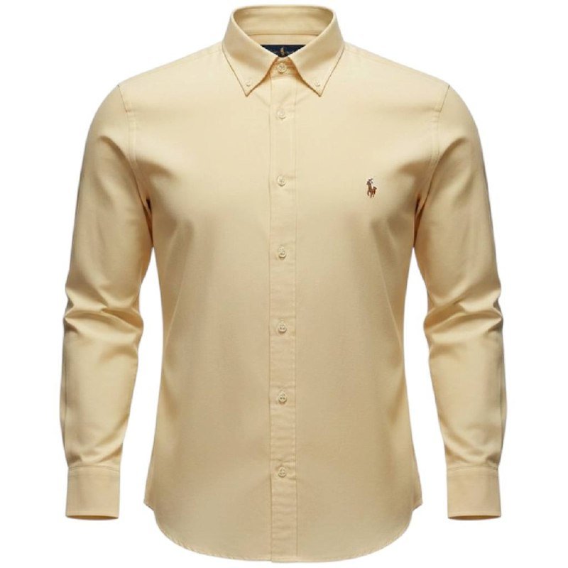Camisa Ralph Lauren Masculina Oxford Amarela Pony Colorido