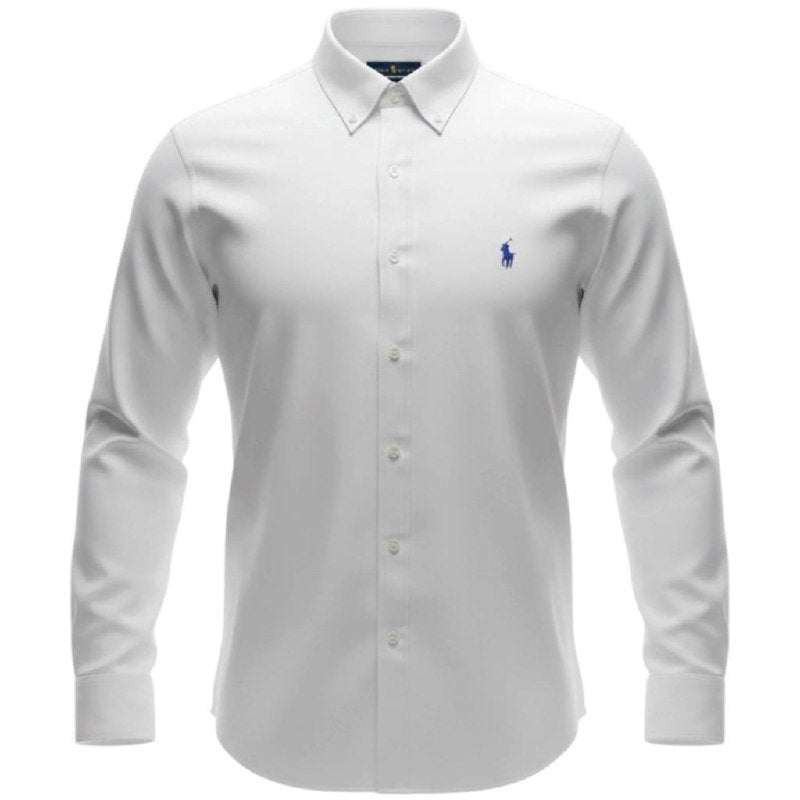 Camisa Ralph Lauren Masculina Algodão Seco Branca Pony Marinho