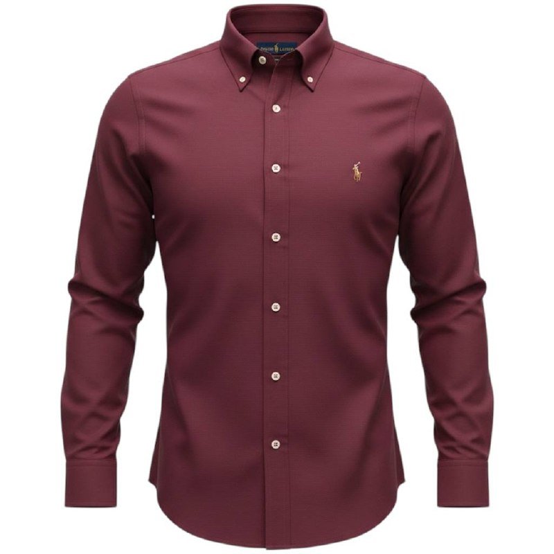 Camisa Ralph Lauren Masculina Oxford Bordô Pony Colorido