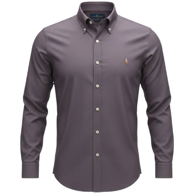 Camisa Ralph Lauren Masculina Oxford Chumbo Pony Colorido