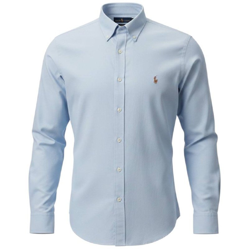 Camisa Ralph Lauren Masculina Oxford Azul Bebê Pony Colorido