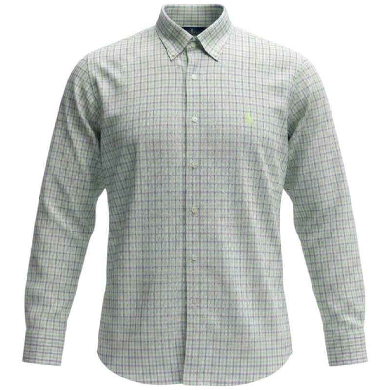 Camisa Ralph Lauren Masculina Xadrez Abacate Pony Limão