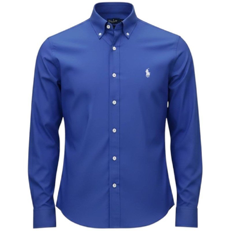 Camisa Ralph Lauren Masculina Algodão Seco Azul Oceano Pony Cinza