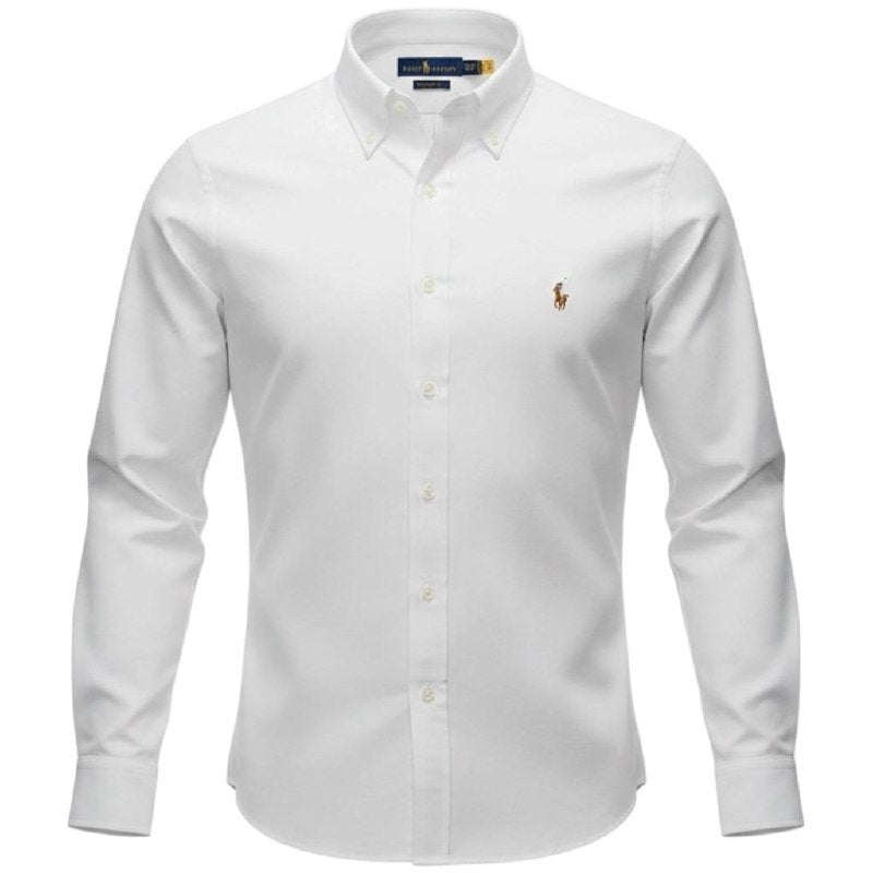 Camisa Ralph Lauren Masculina Oxford Branca Pony Colorido
