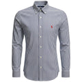 Camisa Ralph Lauren Masculina Azul Petróleo Listras Executiva Pony Bordô