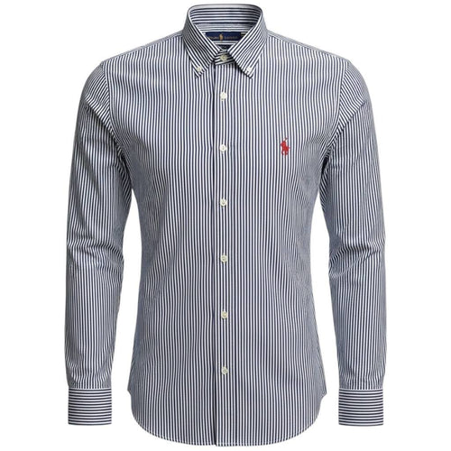 Camisa Ralph Lauren Masculina Azul Petróleo Listras Executiva Pony Bordô